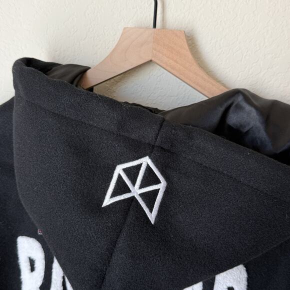 RawGear Los Angeles Varsity Hoodie Jacket Bomber Men’s L Black White Letterman - Picture 4 of 7